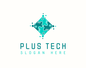 Tech Puzzle Pixel Technology logo design