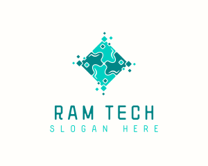 Tech Puzzle Pixel Technology logo design