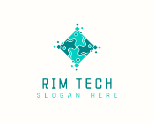 Tech Puzzle Pixel Technology logo design