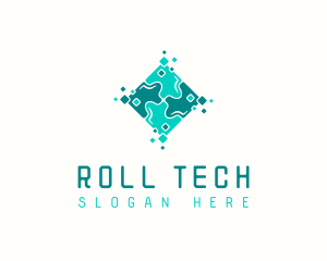 Tech Puzzle Pixel Technology logo design