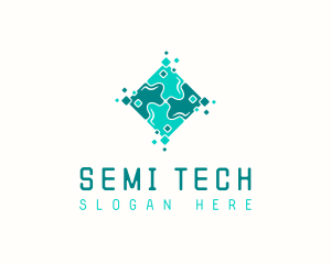 Tech Puzzle Pixel Technology logo design