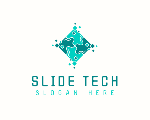 Tech Puzzle Pixel Technology logo design