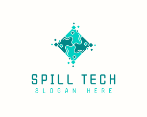 Tech Puzzle Pixel Technology logo design