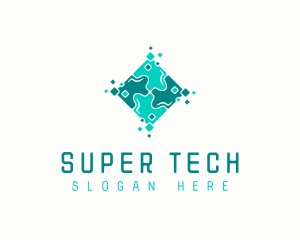 Tech Puzzle Pixel Technology logo design