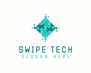 Tech Puzzle Pixel Technology logo design