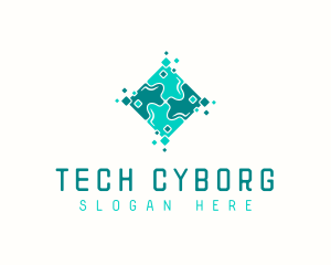 Tech Puzzle Pixel Technology logo design