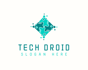 Tech Puzzle Pixel Technology logo design