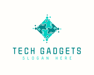 Tech Puzzle Pixel Technology logo design