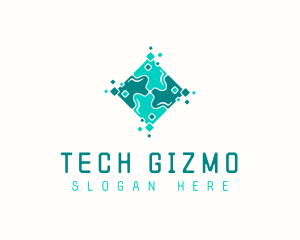 Tech Puzzle Pixel Technology logo design