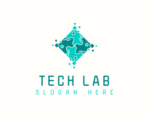 Tech Puzzle Pixel Technology logo design