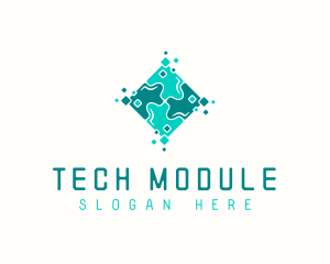 Tech Puzzle Pixel Technology logo design