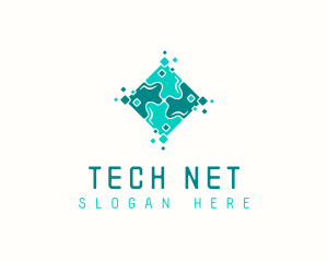 Tech Puzzle Pixel Technology logo design