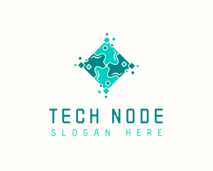 Tech Puzzle Pixel Technology logo design