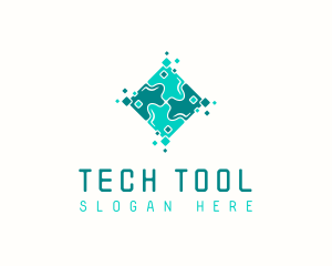 Tech Puzzle Pixel Technology logo design