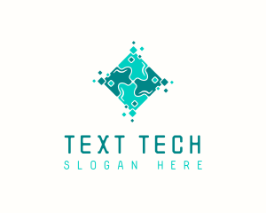 Tech Puzzle Pixel Technology logo design