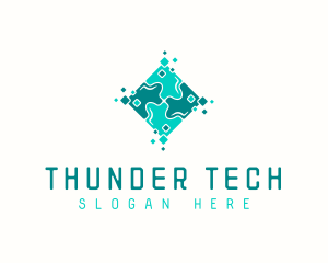 Tech Puzzle Pixel Technology logo design