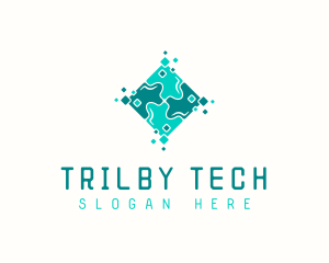 Tech Puzzle Pixel Technology logo design