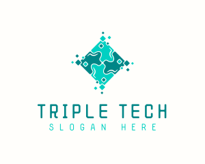 Tech Puzzle Pixel Technology logo design