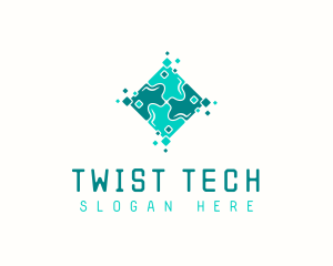 Tech Puzzle Pixel Technology logo design