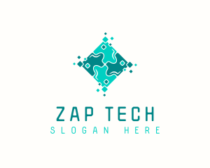 Tech Puzzle Pixel Technology logo design