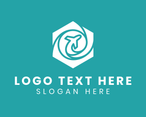 Hexagon Swirl Airplane logo