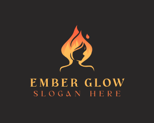 Fire Flame Woman logo design