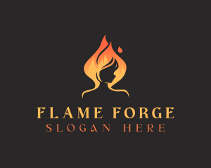 Fire Flame Woman logo design