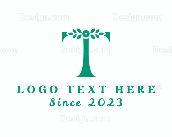 Garden Leaf Letter T Logo