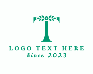 Garden Leaf Letter T logo