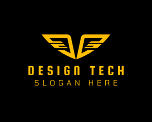 Tech Cyberspace Wings logo design