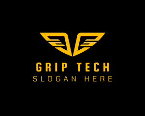 Tech Cyberspace Wings logo design