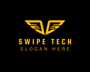 Tech Cyberspace Wings logo design