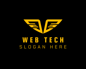 Tech Cyberspace Wings logo design