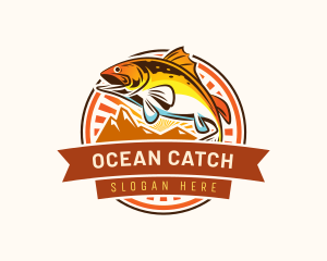 Fish Ocean Fishing  logo design
