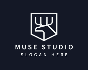 Simple Silver Moose Shield  logo design