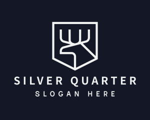 Simple Silver Moose Shield  logo design