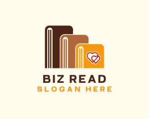 Book Heart Library logo design