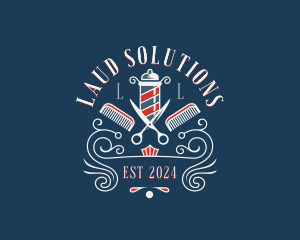 Scissors Comb Barbershop logo design