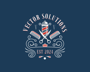 Scissors Comb Barbershop logo design