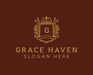 Elegant Crown Shield logo design