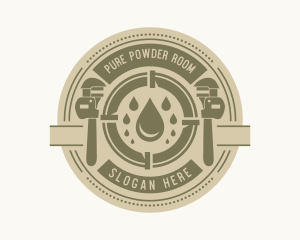 Pipe Wrench Water Emblem  logo