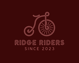 Minimalist Penny Farthing Bike logo design