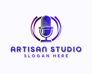 Microphone Podcast Studio logo design