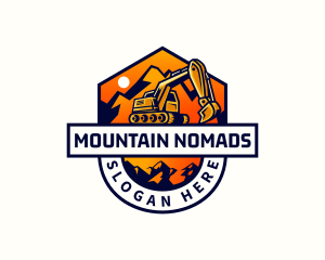 Excavator Mountain Mining logo design