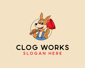 Plunger Kangaroo Handyman logo design