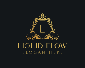 Golden Floral Beauty Boutique logo design