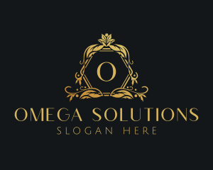 Golden Floral Beauty Boutique logo design