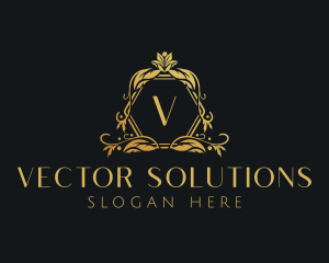 Golden Floral Beauty Boutique logo design