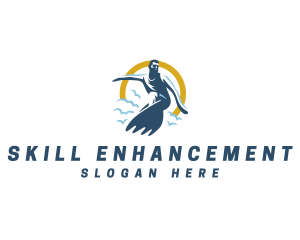 Man Surfing Instructor logo