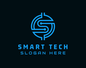 Crypto Tech Circuit Letter S logo design